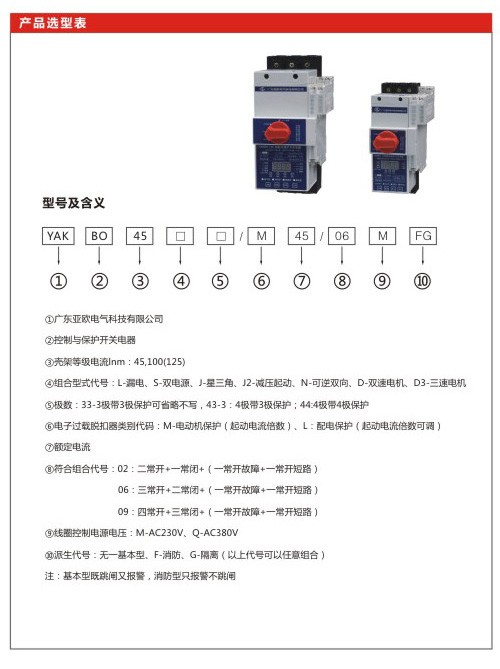 產(chǎn)品選型表